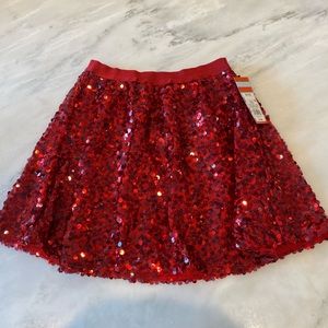 SPARKLY RED MINI KIDS SKIRT